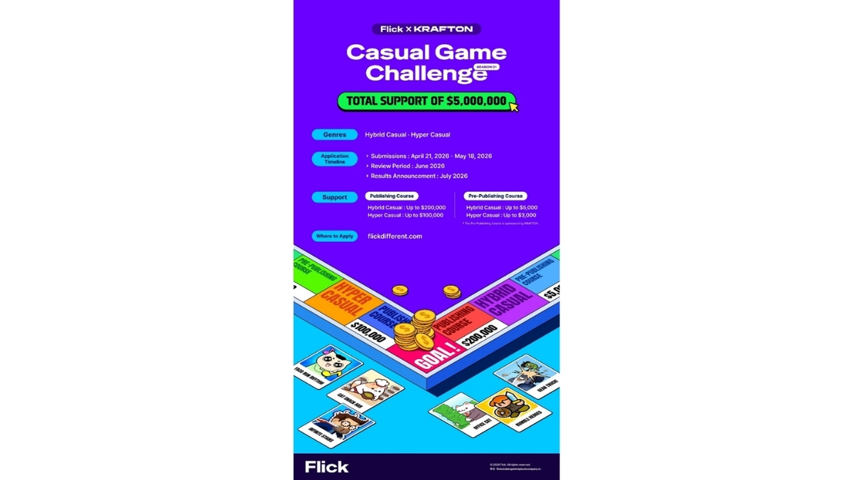 KRAFTON and Neptune Launch ‘Flick’ Global Game Dev Challenge, Open to Indian Studios with USD 5 Million Support Pool